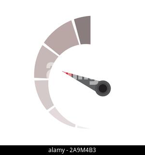 Measurement indicator with red arrow. Vector performance low and hight, business graph speedometer or barometric illustration Stock Vector