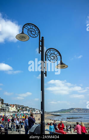 Ammonite Street Light in Lyme Regis. Stock Photo