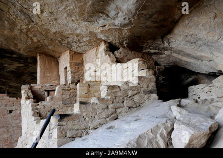 Balcony House in Mesa Verde National Park, Colorado are ancestral pueblo ruins. They are open to the public but only with a Ranger guided tour. Stock Photo