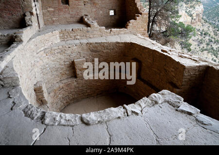 Balcony House in Mesa Verde National Park, Colorado are ancestral pueblo ruins. They are open to the public but only with a Ranger guided tour. Stock Photo