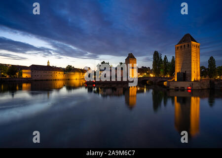 Strasbourg Canal during sunset reflections petit france Stock Photo