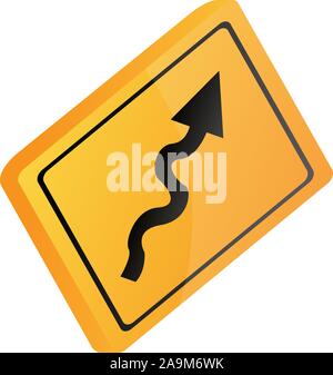 Isolated 3D traffic signal. Winding road ahead sign - Vector Stock Vector