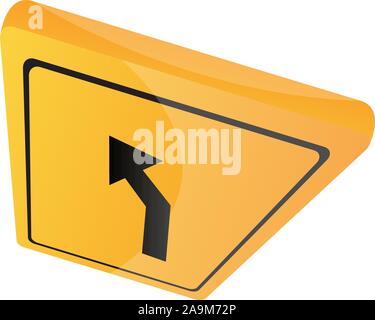 Isolated 3D traffic signal. Left curve ahead sign - Vector Stock Vector