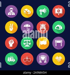 Peaceful Demonstration Icons Flat Design Circle Set Stock Vector
