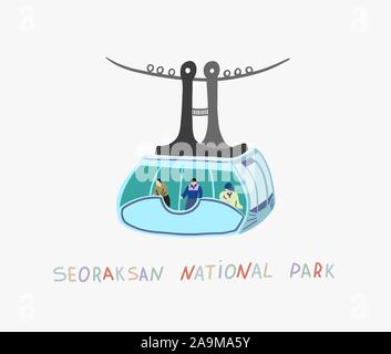 illustration of funicular in seoraksan national park Stock Vector