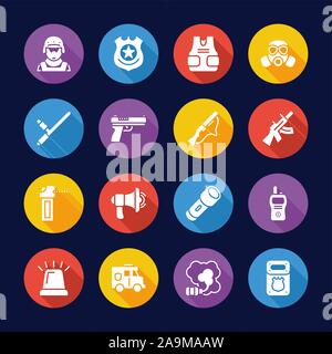 SWAT Team Icons Flat Design Circle Set Stock Vector