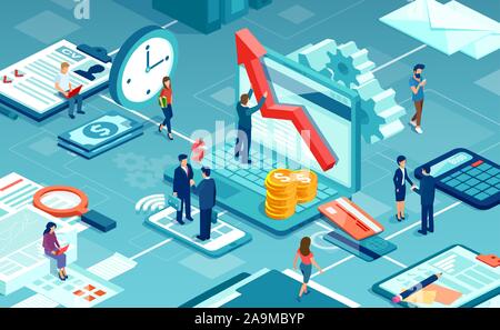 Vector of business people working together offering professional financial services to clients Stock Vector
