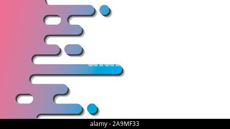 Pink and blue neon gradient banner with space for text. Lines and circles modern material design style on white background with shadow and space for t Stock Vector