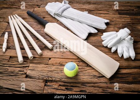 Overhead View Of Cricket Accessories And Tools Isolated On White Surface  Stock Photo - Alamy
