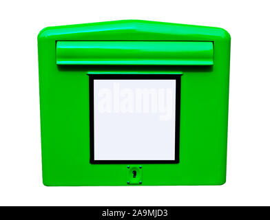 Green mailbox on white background Stock Photo
