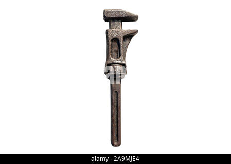 An old, rusty monkey key, isolated on a white background with a clipping path. Stock Photo