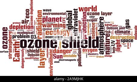 Ozone shield word cloud concept. Collage made of words about ozone shield. Vector illustration Stock Vector