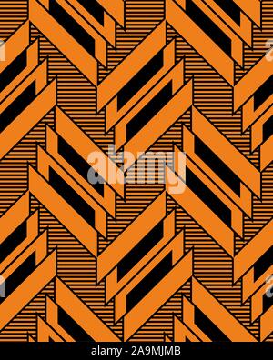 Diagonal orange colored shapes. Seamless geometric pattern.Lines, stripes.Print of fabric or paper. - vector Stock Vector