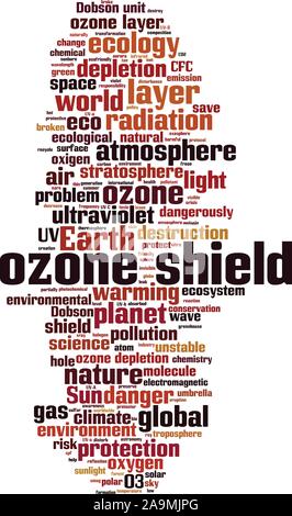 Ozone shield word cloud concept. Collage made of words about ozone shield. Vector illustration Stock Vector