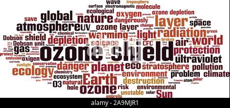 Ozone shield word cloud concept. Collage made of words about ozone shield. Vector illustration Stock Vector