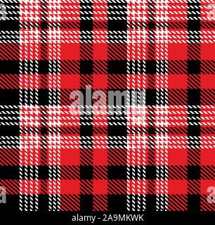 Plaid pattern. Template for clothing fabrics. Red Lumberjack. Seamless tartan flannel shirt print. Christmas decorative background - Vector Stock Vector