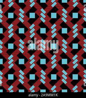 Geometric diagonal squares. Seamless mix shapes pattern, stripes. - Vector Stock Vector