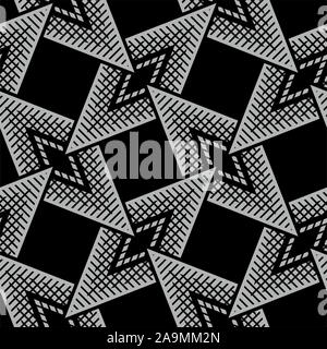 Black and grey diamonds pattern. Diagonal triangles background.Seamless geometric print. - Vector Stock Vector