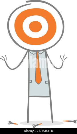 Doodle stick figure: Business target concept Stock Vector