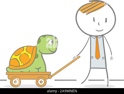 Conceptual doodle illustration of businessman helping employee Stock Vector