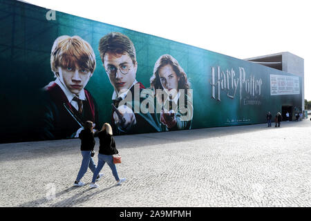 Lisbon, Harry Potter movies are exhibited from Nov. 16. 8th Apr, 2020. Visitors attend the opening of 'Harry Potter: The Exhibition' in Lisbon, Portugal, on Nov. 16, 2019. Original props, costumes and film sets of the Harry Potter movies are exhibited from Nov. 16, 2019 to April 8, 2020. Credit: Pedro Fiuza/Xinhua/Alamy Live News Stock Photo