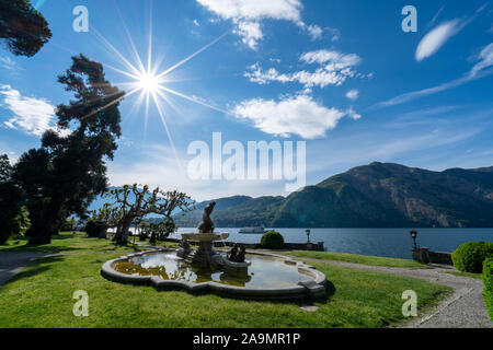 Amazing landscape in park Mayer in Tremezzo - Como lake in Italy Stock Photo