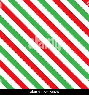 Cane candy stripes red green seamless pattern Stock Vector