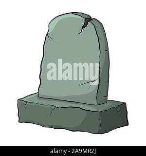 Tombstone old empty broken cartoon grave for burial isolate on white background Stock Vector