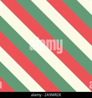 Retro Christmas backgrounds diagonal lines pattern, the "red-white-green" pastel, mat color for Christmas cards and packages in the traditional colors Stock Vector