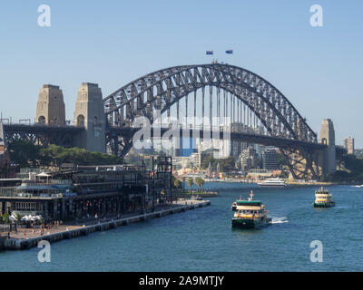 Sydney Harbour Bridge seen from Circle Quay Stock Photo
