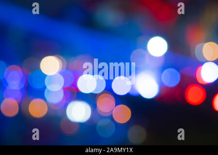 Abstract blue and colorfull bokeh texture on black background Stock Photo