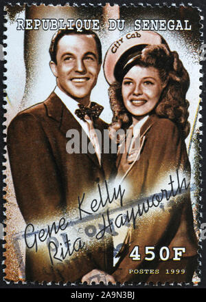 Gene Kelly and Rita Wayworth on postage stamp Stock Photo