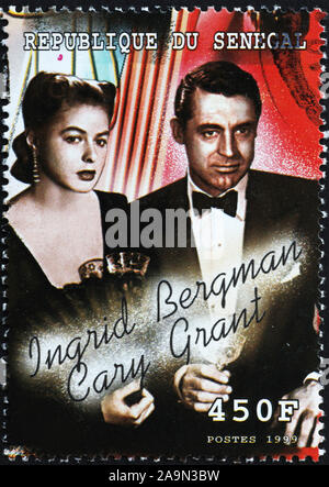 Ingrid Bergman and Cary Grant on postage stamp Stock Photo