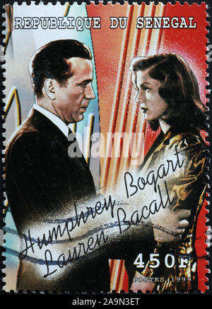 Humphrey Bogart and Lauren Bacall on postage stamp Stock Photo