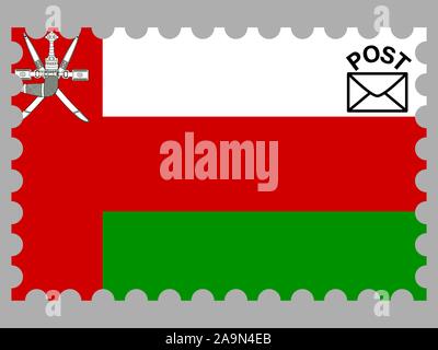 Beautiful national flag of Sultanate of Oman. original colors and proportion. Simply vector illustration eps10, from countries flag set. Stock Vector