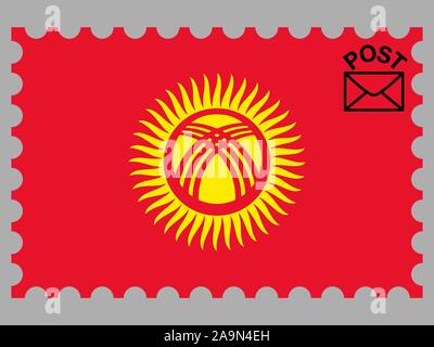 National flag of Kyrgyz Republic know as Kyrgyzstan . original colors and proportion. Simply vector illustration, from countries flag set. Stock Vector