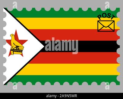 Beautiful national flag of African Zimbabwe, with emblem red star and eagle bird. original color and proportion. Simply vector illustration eps10, fro Stock Vector