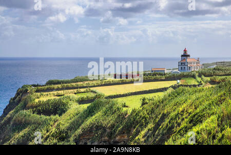 Ponta da Ferraria lighthouse on Sao Miguel Island, Azores, Portugal Stock Photo