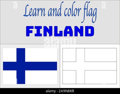 National flag Coloring Book pages for Education and learning. original colors, proportion. vector illustration, countries set. Stock Vector