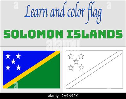 National flag Coloring Book pages for Education and learning. original colors, proportion. vector illustration, countries set. Stock Vector