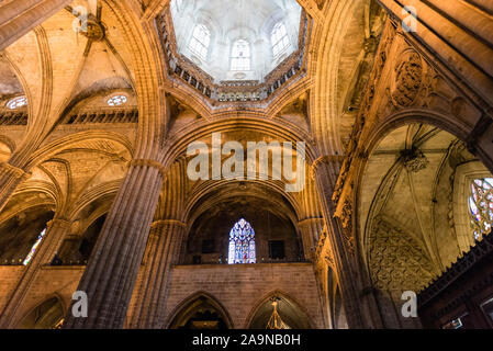 Details of the Barcelona Cathedral interior - ceiling and dome, Catalonia Stock Photo