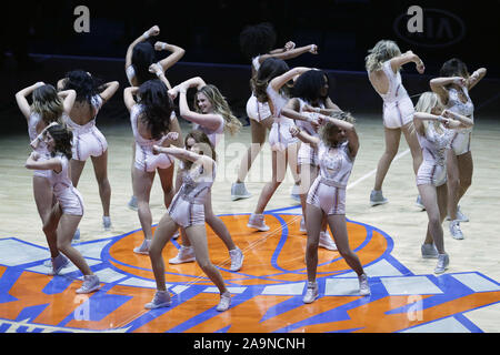 New York, United States. 16th Nov, 2019. The Knicks City Dancers cheerleaders perform when the New York Knicks play the Charlotte Hornets at Madison Square Garden in New York City on Saturday, November 16, 2019. Photo by John Angelillo/UPI Credit: UPI/Alamy Live News Stock Photo