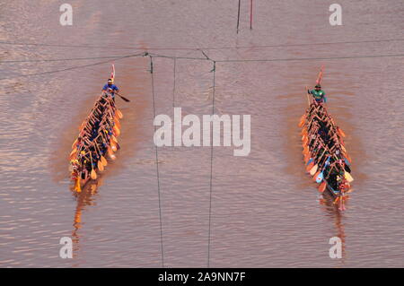 Nan, Thailand – October 27,2019 : King of Nagas long boat racing festival , This event has been the pride of Nan province for generations, The only on Stock Photo