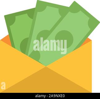 envelope with banknotes money flat image vector illustration Stock Vector