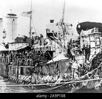 USS Nelson (DD-623) after she sustained damage from torpedo attack. On ...