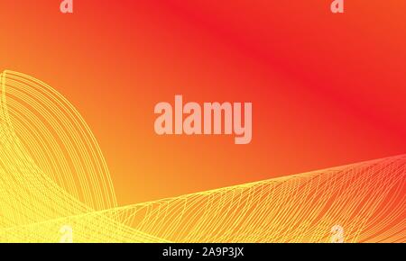 Abstract beautiful background with interlacing lines on red-yellow background. Asymmetric abstraction. Vector EPS10 Stock Vector