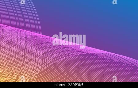 Abstract beautiful background with interlacing lines on blue-purple background. Asymmetric abstraction. Vector EPS10 Stock Vector