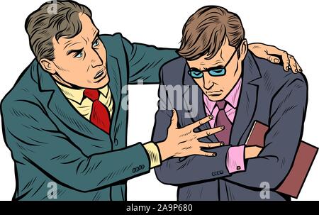 Male businessman consoling colleague Stock Vector