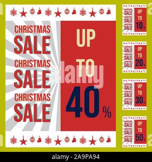 Christmas sale template design for banner, flyer, brochure. editable vector. Stock Photo