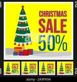 Christmas sale template design for banner, flyer, brochure. editable vector. Stock Photo